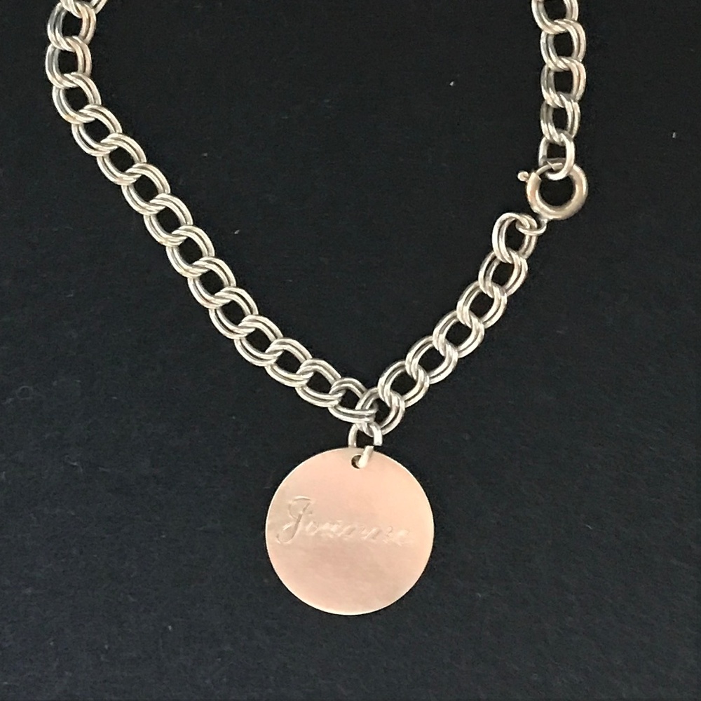 Vintage Silver Engraved "Joanne" Charm Bracelet